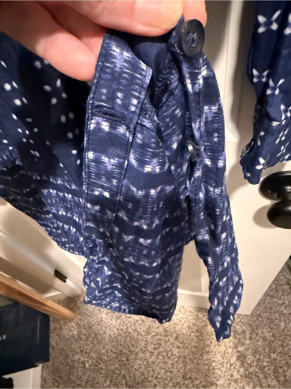 Athleta Blue Patterned Button-Down Tunic - Picture 3 of 3